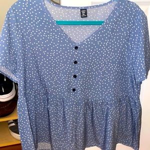 SHEIN Curve Blue Polka Dot Short Sleeve shirt - size 0XL - worn once!